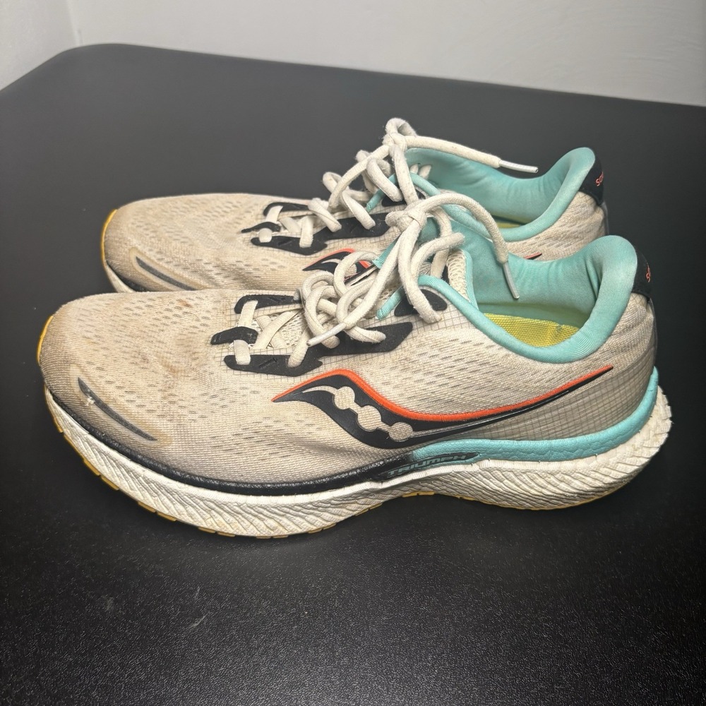 Saucony Womens Triumph 19 Running‎ Shoes Size 10.5 White Vizi S10678-84 Athletic